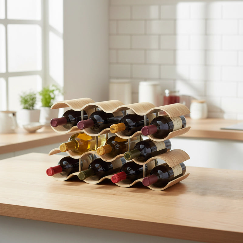 Wooden Wave Wine Rack/Creative Home Grape Wine Holder Shelf Cabinet/Bo ...