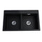 835X490X200Mm Black Granite Quartz Stone Double Bowls Kitchen Sink