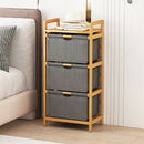 Bamboo Shelf with Storage Hamper and Wooden Organiser with 3 Removable Laundry Bags