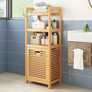 Bamboo 2 in 1 Laundry Hamper Side Table with 2 Shelves and Clothes Basket