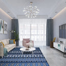 200x300cm Large Floor Blue Ethnic Rug and Modern Area Carpet for Bedroom and Lounge