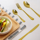 24 piece Gold Cutlery Flatware Stainless Steel Silverware Set Reflective Mirror Finish