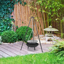 Tripod Garden Fire Pit BBQ and Cast Iron and Steel Round Outdoor Fire Bowl
