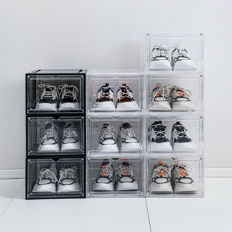 Sneaker Display Case Shoe Storage Organizer Box Stackable Plastic Clea ...