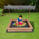 Kids Wooden Toy Sandpit with Adjustable Canopy