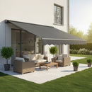 Motorised Outdoor Folding Arm Awning Retractable Sunshade Canopy Grey 4.0m x 3.0m