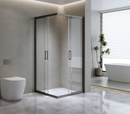 Adjustable 900x1000mm Double Sliding Door Glass Shower Screen in Black