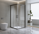 Adjustable 900x1200mm Double Sliding Door Glass Shower Screen in Black