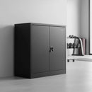 Two-Door Metal Short Cabinet Shelf Storage for Home Office Gym