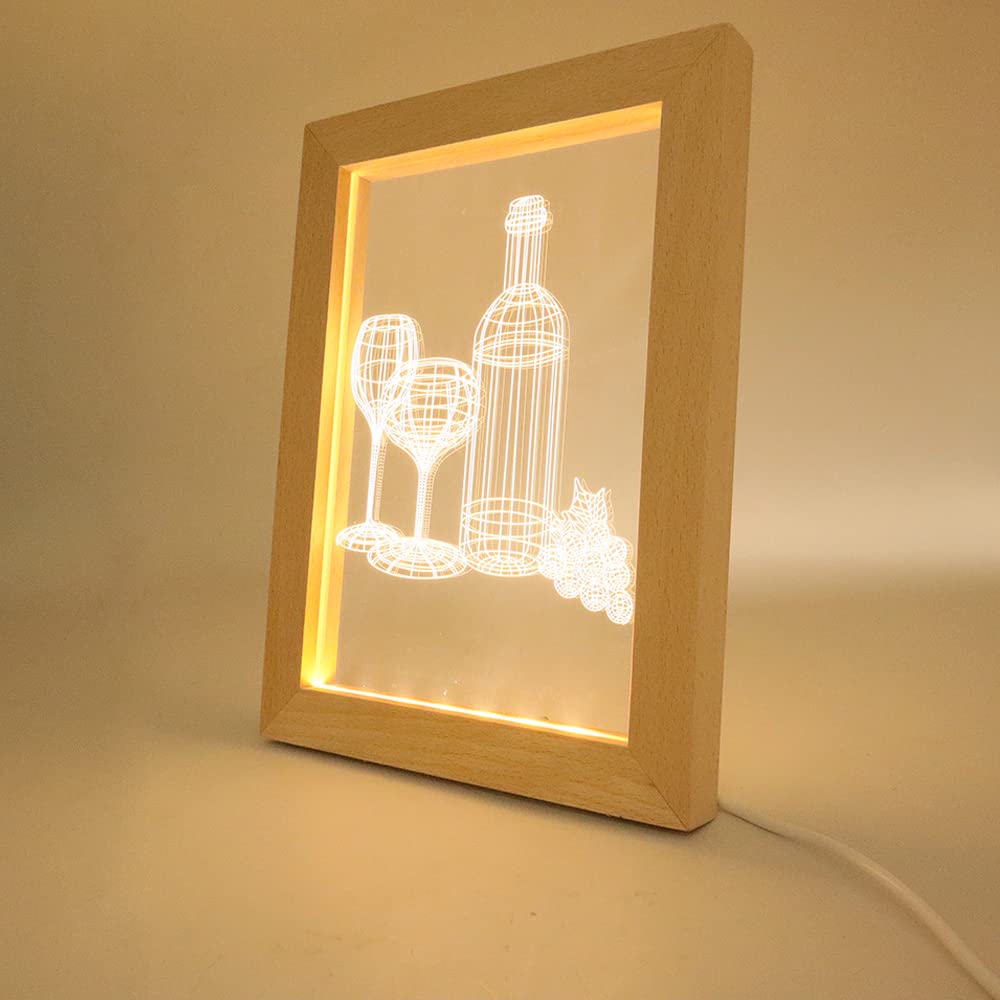 LED Photo Frame + 2 Blanks Laser Engraving Display Night light Engrave ...