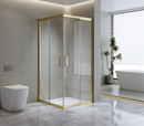 Adjustable 900x1000mm Double Sliding Door Glass Shower Screen in Gold