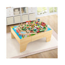 84 Pieces Wooden Train Set And Table With Reversible Tabletop Natural
