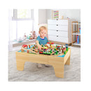 84 Pieces Wooden Train Set And Table With Reversible Tabletop Natural