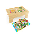 84 Pieces Wooden Train Set And Table With Reversible Tabletop Natural
