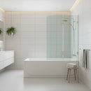 120cm Frameless Glass Bath Screen and Stainless Steel Wall U Brackets in Black