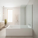 70cm Frameless Glass Bath Screen and Modern Wall Channel in White for Stylish Bathroom Upgrade