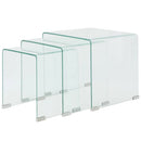 Three Piece Nesting Table Set Tempered Glass Clear