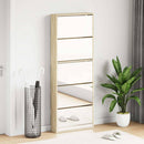 Shoe Cabinet 5-Layer Mirror Oak 63x17x169.5 cm