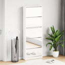 Shoe Cabinet 5-Layer Mirror White 63x17x169.5 cm