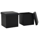 Folding Storage Stools 2 pcs Black Faux Leather