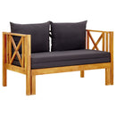 2-Seater Garden Bench with Cushions 122 cm Solid Acacia Wood