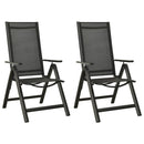 Folding Garden Chairs 2 pcs Textilene and Aluminium Black