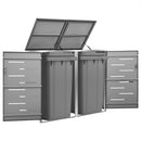 Double Wheelie Bin Shed 138x77.5x112.5 cm Stainless Steel
