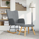 Rocking Chair with a Stool Light Grey Fabric