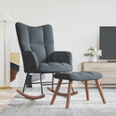 Rocking Chair with a Stool Dark Grey Velvet