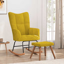 Rocking Chair with a Stool Mustard Yellow Velvet