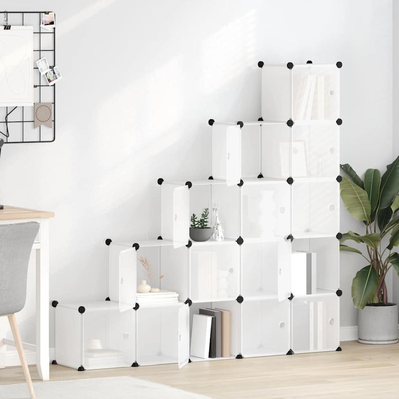 Cube Storage Building Storage Cube Organiser with 15 Cubes and Doors Transparent PP – Simply ...