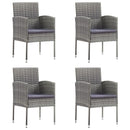Garden Chairs with Dark Grey Cushions 4 pcs Grey Poly Rattan