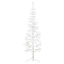 Slim Artificial Half Christmas Tree with Stand White 180 cm