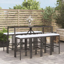 9 Piece Garden Bar Set with Cushions Black Poly Rattan