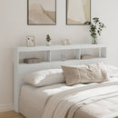 Headboard Cabinet with LED White 180 cm
