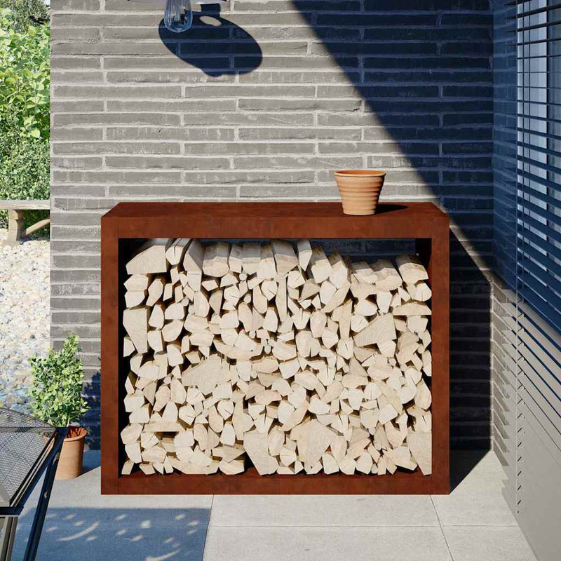 Firewood Rack 100x40x80 cm Weathering Steel – Simply Wholesale