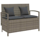 Garden Storage Bench with Cushion Grey Poly Rattan