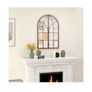 88 X 60 Cm Arched Window Like Wall Mirror With Wooden Frame Natural