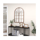 88 X 60 Cm Arched Window Like Wall Mirror With Wooden Frame Natural
