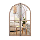 88 X 60 Cm Arched Window Like Wall Mirror With Wooden Frame Natural