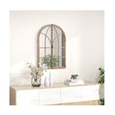 88 X 60 Cm Arched Window Like Wall Mirror With Wooden Frame Natural