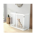 89Cm Pet Gate 4 Panels Freestanding Wooden Fence For Small Dogs White