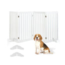 89Cm Pet Gate 4 Panels Freestanding Wooden Fence For Small Dogs White
