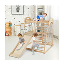 8 In 1 Jungle Gym Wooden Montessori Climber Playset With Slide Natural
