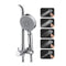 Shower Head Set Rain 8 Inches Handheld Heads 5 Mode Chrome