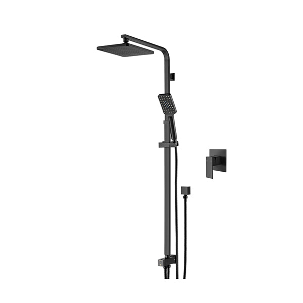 Wels 8 Inches Shower Rail Set With Shower Mixer Black