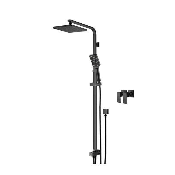 Wels 8 Inches Shower Rail Set With Shower Taps Black