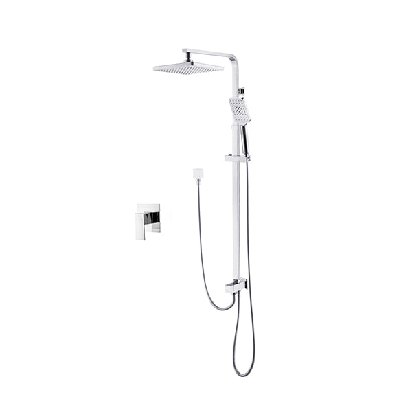 8 Inches Square Hand Held Shower Head Adjustable Height Shower Chrome