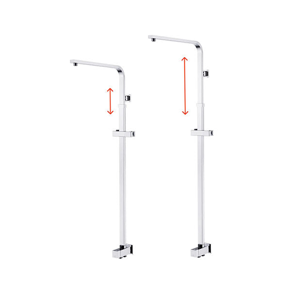 8 Inches Square Hand Held Shower Head Adjustable Height Shower Chrome