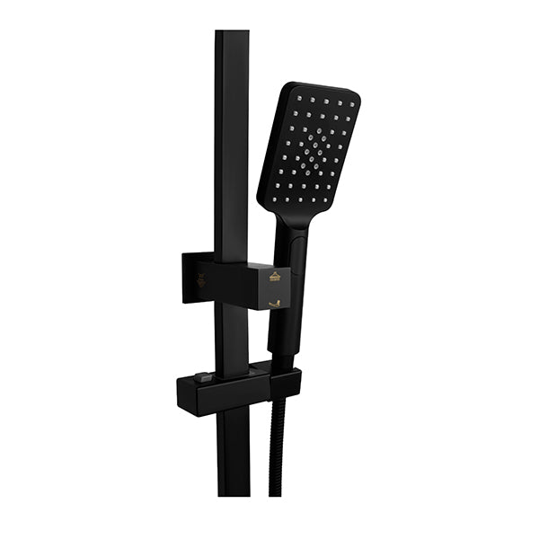 8 Inch Steel Shower Head 3 Modes Handheld Sprayer Brass Diverter Black